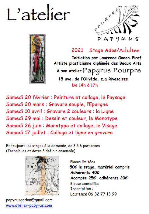 Atelier Papyrus - Cours d'Art Plastique - Rivesaltes